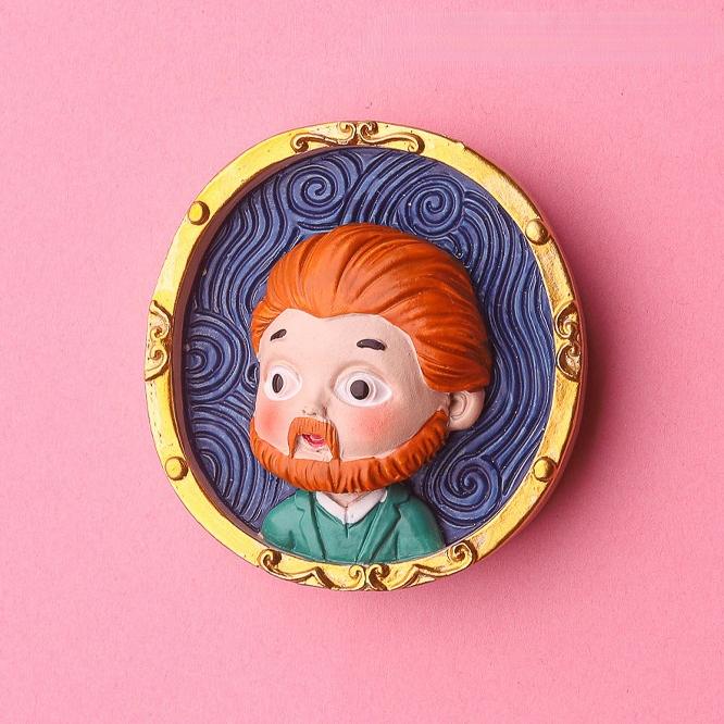 

Mini Cute Cartoon World Famous Paintings Fridge Magnets Cute Van Gogh Girl With Pearl Earring Magnetic Stickers for Blackboard