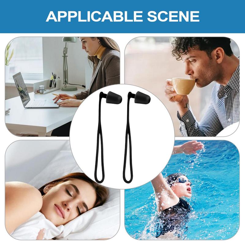 1pair Swimmers Ear Plugs Comfortable Swimming Ear Plugs Silicone Waterproof Reusable Hearing Protection Earbuds 1 Pair With Lanyard