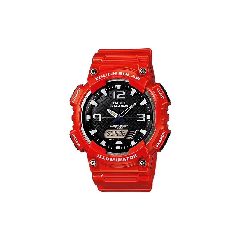 

Casio YOUTH series-disc dual display, contrasting sports waterproof dual display, solar quartz movement, resin strap, Japanese and Korean AQ-S810WC чорний