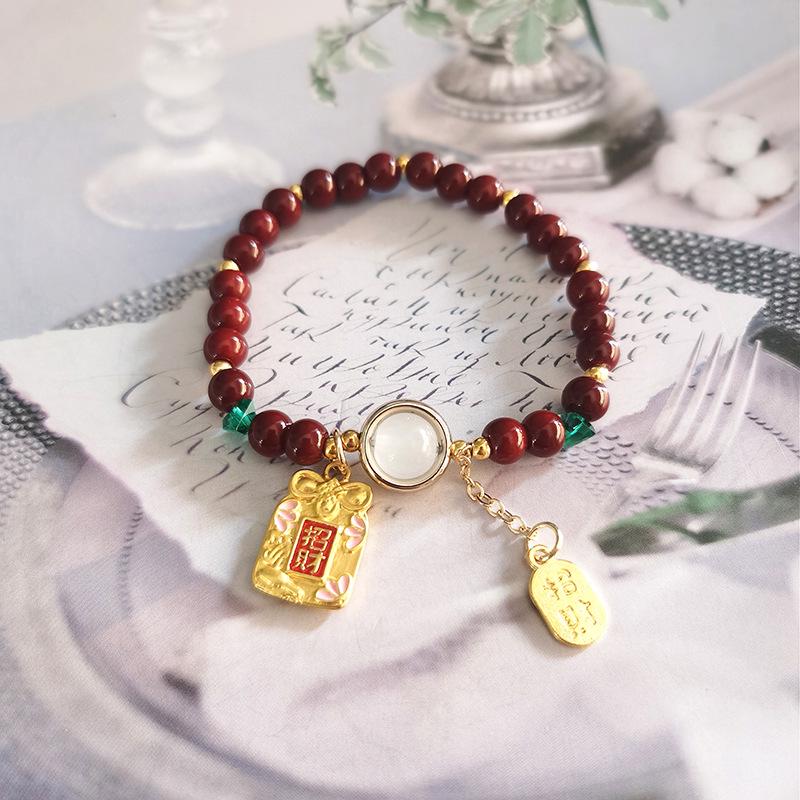 New Women's Mori Style Butterfly Glass Bracelet with Colorful Crackle Beads