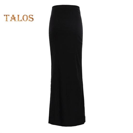 Damen Maxirock, elastisch, hohe Taille, Hüfte, gewickelt, langer Rock, einfarbig, schmale Passform, Rock mit Bodenbildung, Kleidungszubehör