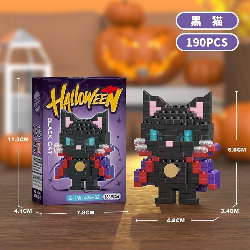 Halloween pumpkin haunted house theme small particle building block puzzle assembly toy cross-border gift ornament