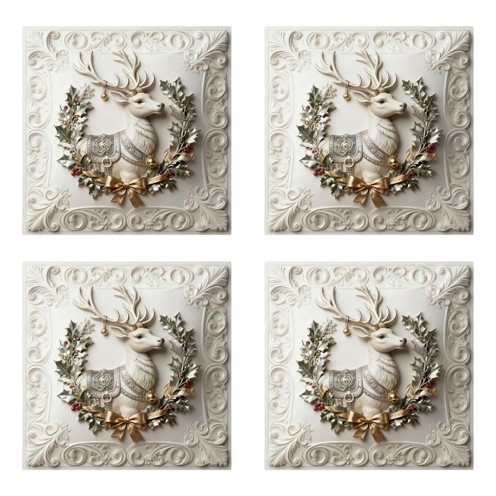 

Рождественская наволочка для декоративной подушки, Рождественская наволочка для домашнего декора, Набор из 4 штук One Size