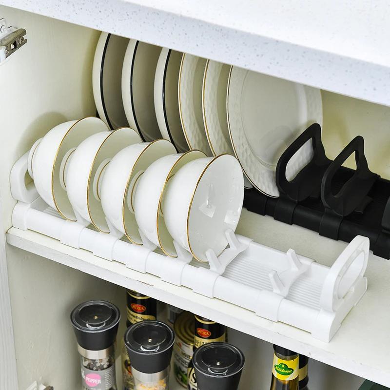 Kitchen Dishes Storage Rack Cabinet Drawers Organizers Plate Holder Bowl Stand Adjustable Dish Organizers Kitchen Accessories