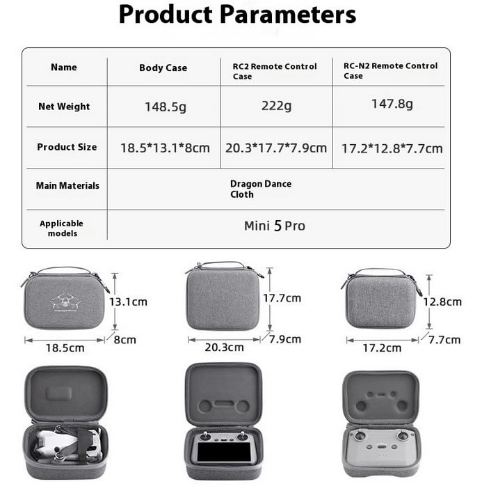 DJI Mini 5 Pro Compatible Storage Storage Carrying Case for Mini 5 Pro Drone and Transmitter Mini 5 Case, Bag, (for Pro)
