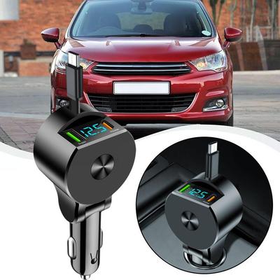 Retractable Car Charger 3 In 1 USB C Fast Charging Adapter Cigarette Car Multi-Port Lighter Charger Adapter Cigarette Light P1G4