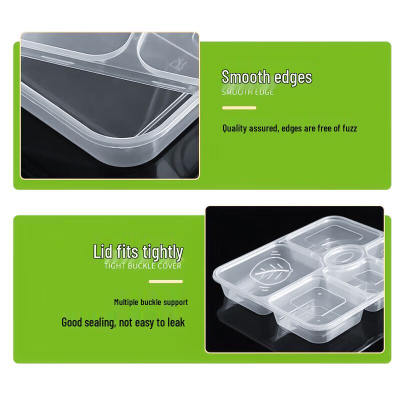 Disposable 6-Compartment Rectangular Meal Prep Containers with Lids, 150 Sets