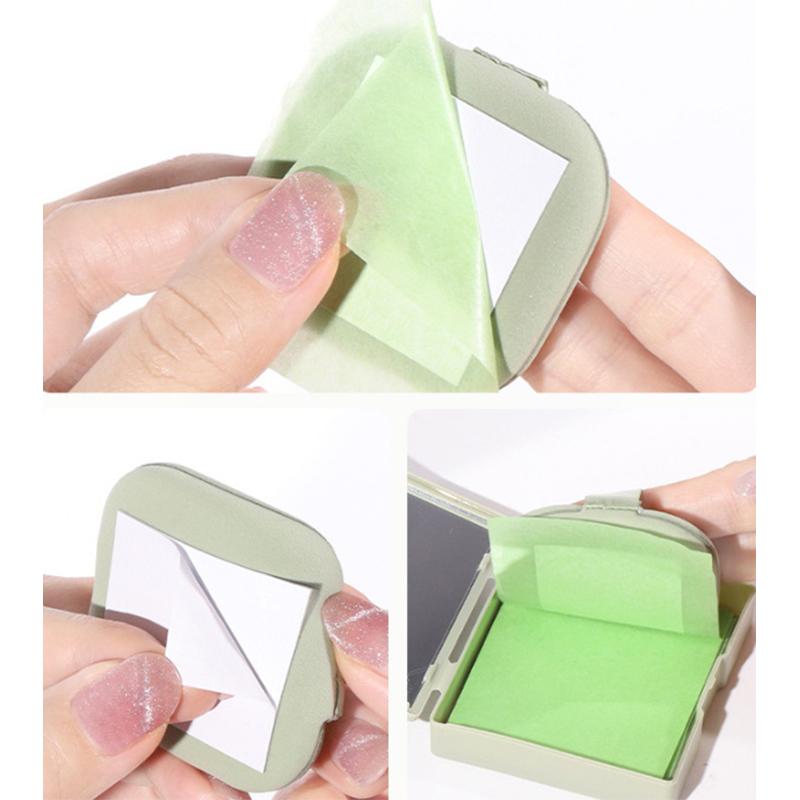 100 Sheets Portable Face Oil Absorbing Paper With Mirror Case Beauty Woman Facial Care Paper Absorbs Facial Fat Beauty