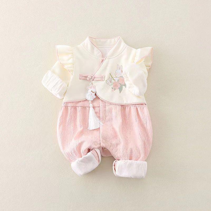 Autumn-Spring National Style Baby Romper for Girls - 1-Year-Old Outfit