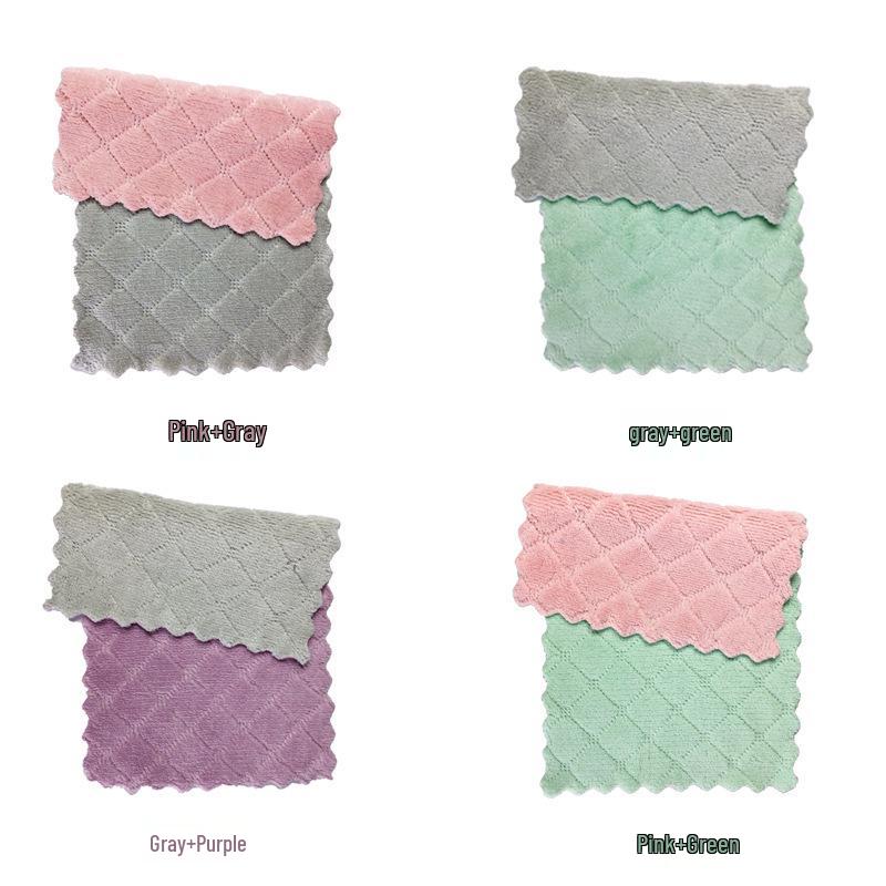 Thickened Coral Fleece Scouring Pad: Absorbent, Non-Stick Oil Kitchen Cleaning Cloth