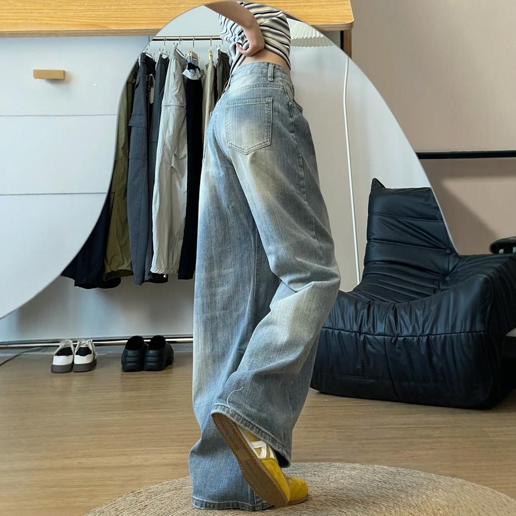 American Narrow Banana Wide Leg Jeans Women High Waist Plus Size Loose Straight Denim Pants 3 Length Spring 2026 Casual Trousers