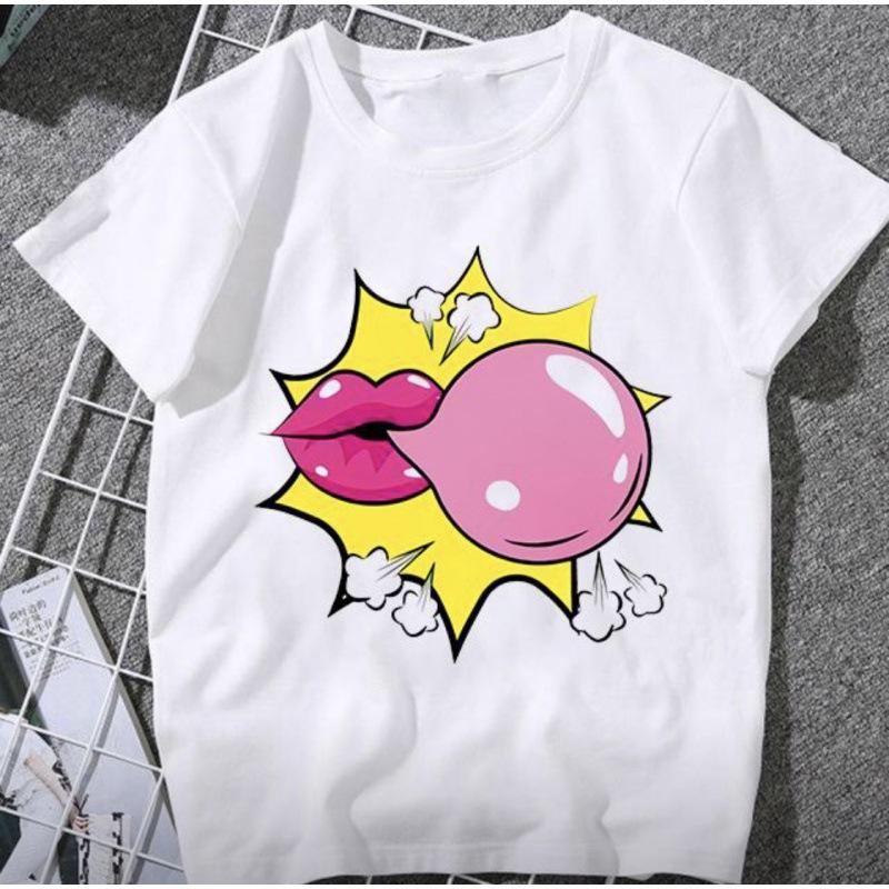 

Sexy Lip Print, Printed Short-Sleeved Trendy Top XXXL