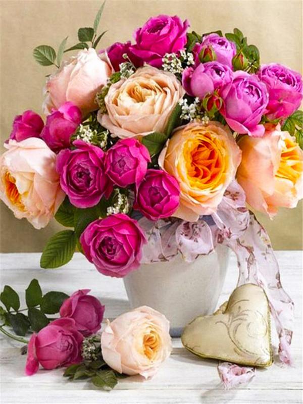 RUOPOTY DIY Frame Oil Painting By Numbers Flower Acrylic Aesthetic On Canvas Wall Art Picture By Numbers For Living Room