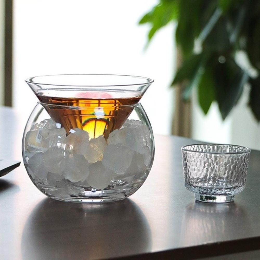 Base Triangular Vaso de Cóctel Martini para Béisbol Taza de Jugo Doble Capa Taza para Café Helado Transparente Único Fresco Cristal Helado Copa de Vino