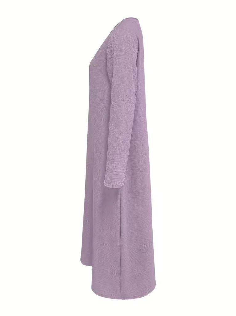 2026 Spring/Summer Women's Artistic V-Neck Loose Hem Dress - European-American Style