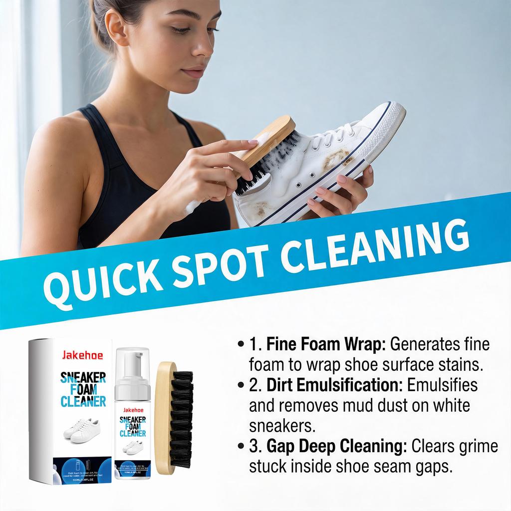 White Sneaker Cleaner Kit Foam Shoe Cleaner for Athletic Canvas Shoes Deodorizer Stain Remover Home Shoe Care JAKEHOE