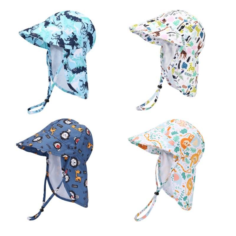New Summer Baby Bucket Hat for Boys Girls Cartoon Breathable Mesh Children's Beach Shawl Sun Hat Kids UV Protection Cap