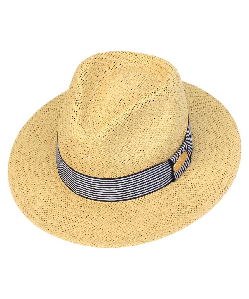 Yunibeosyeolkemiseuteuli Stripe Line Summer Beige Fedora - Big Size Summer Fedora