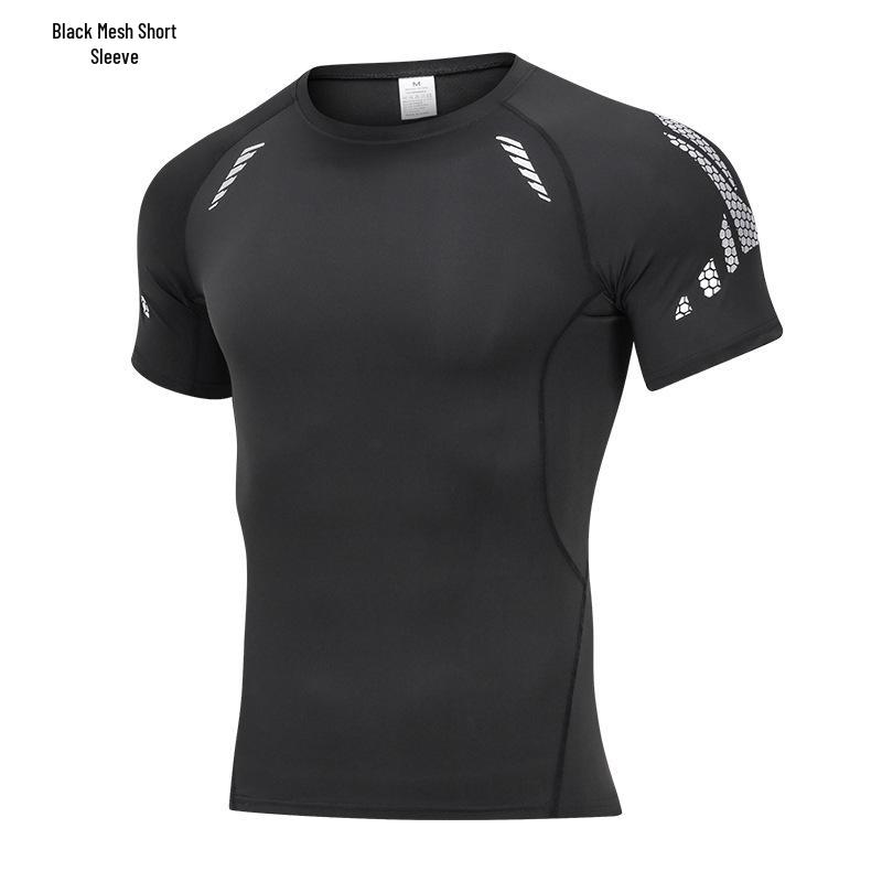 

Мужские быстросохнущие компрессионные тайтсы с коротким рукавом для баскетбольных тренировок - Эластичная, дышащая летняя фитнес-одежда L