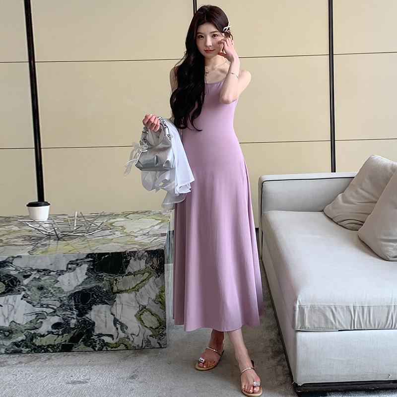 Spring/Summer 2026 Korean Style Camisole Dress & Loose Sun Shirt Set - Simple, Fashionable, Lazy M