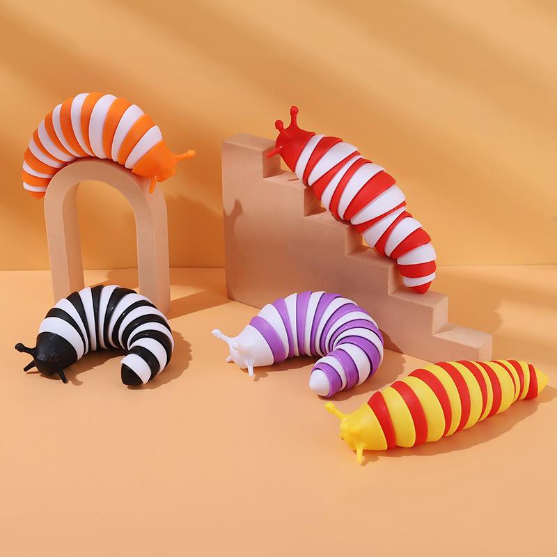 Toys Decompression Children's Adults Wriggling slug Caterpillar Fidget slug 3D Fun Vent toy  Jewelry Accessory