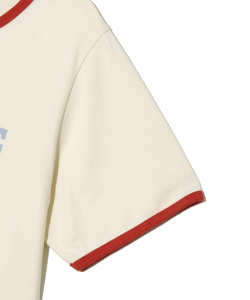 LEE Women Graphic Ringer Crop T-Shirt Cream