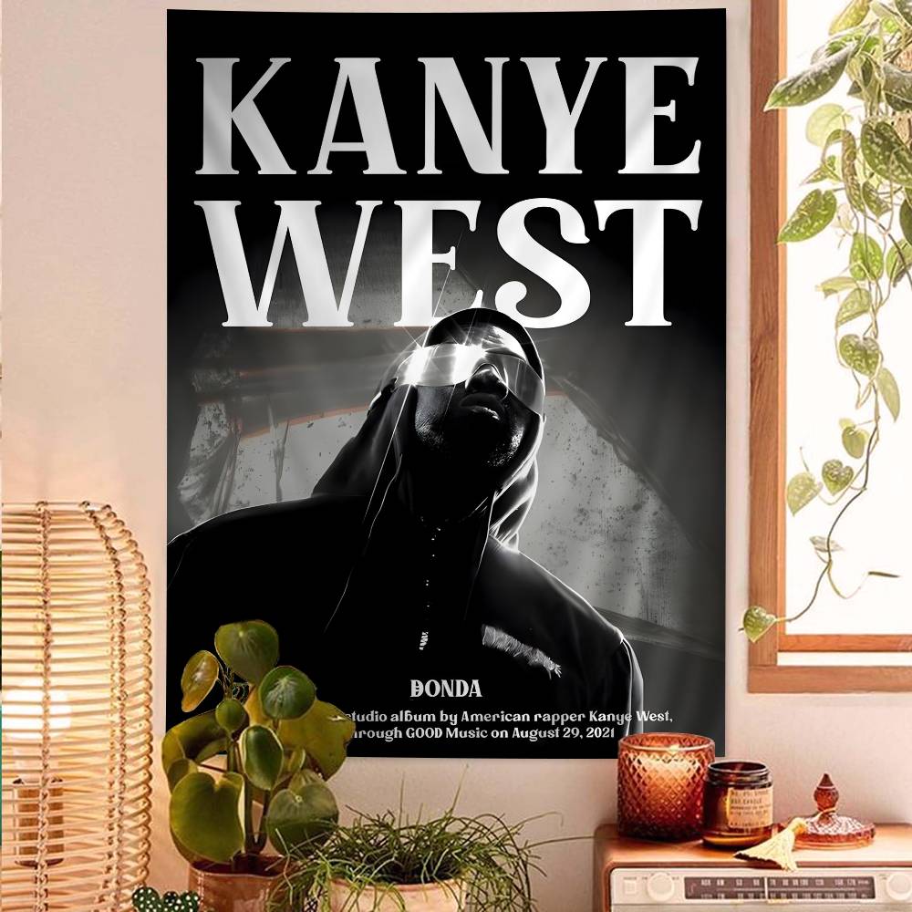 KKanye WWest YYe Rapper Anime Tapestry Hippie Flower Wall Carpets Dorm Decor Cheap Hippie Wall Hanging