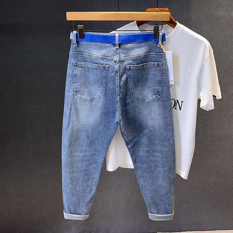 Men's Ripped Slim Fit Straight Jeans - Spring/Summer 2024 Fashion