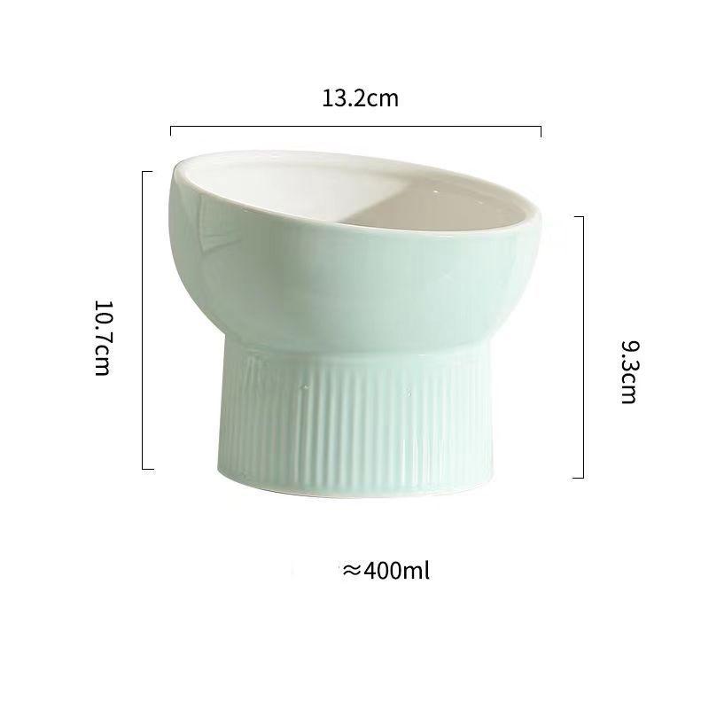 Cat Bowl Ceramic Cat Food Bowl Dog Bowl Food Bowl Rice Bowl Large-diameter Water Bowl Slanted Mouth Bowl Anti Knock Pet Supplies