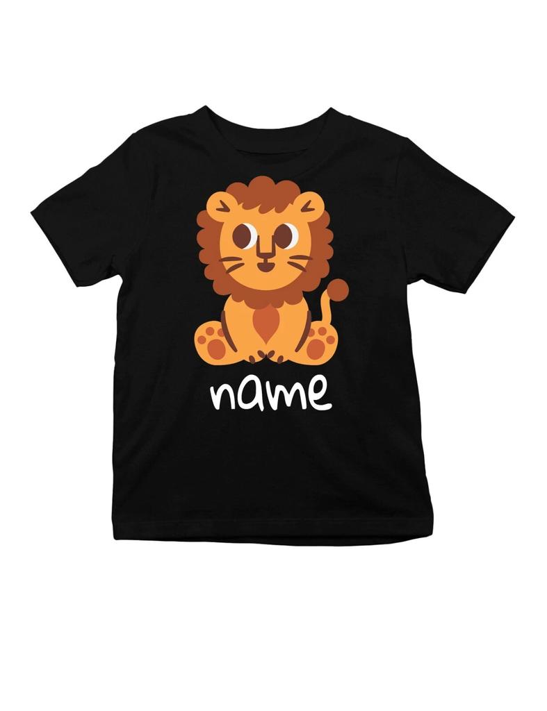 Cute Lion Print T-Shirt Personalised Wish Name Gift Boys Girls