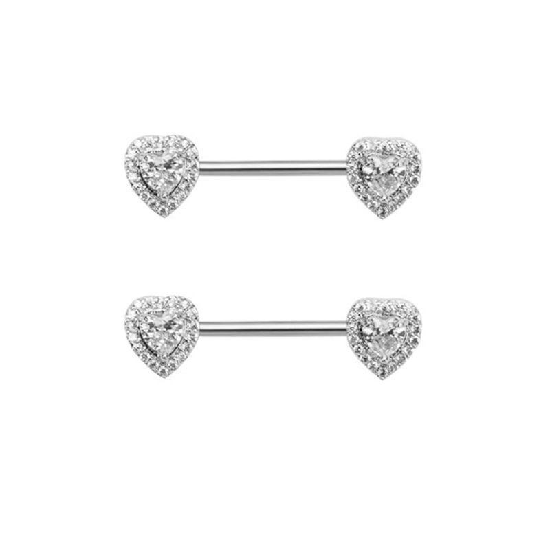 Sturdy Stainless Steel Nipple Rings With Zirconia Rhinestones Decoration for Fashionable Occasions Casual Wear