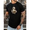 European Sizes  Skeleton Drinking Beer Creative Print Summer Casual T-Shirt Short Sleeve For Men, Sporty Leisure Style