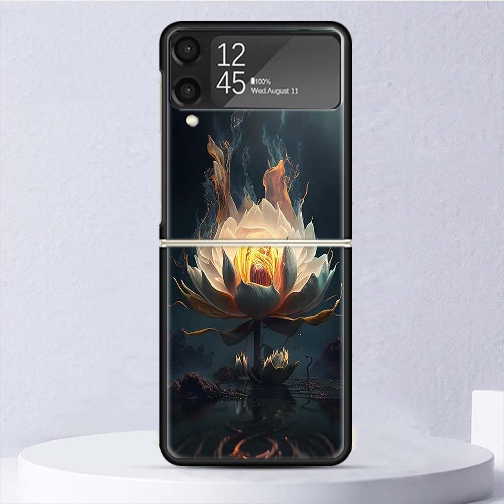 Buddhist Fire Lotus Shockproof Case For Samsung Galaxy Z Flip 7 6 5 4 3 5G Phone Cover Z Flip3 Flip4 Flip5 Flip6 Flip7 Shell Har