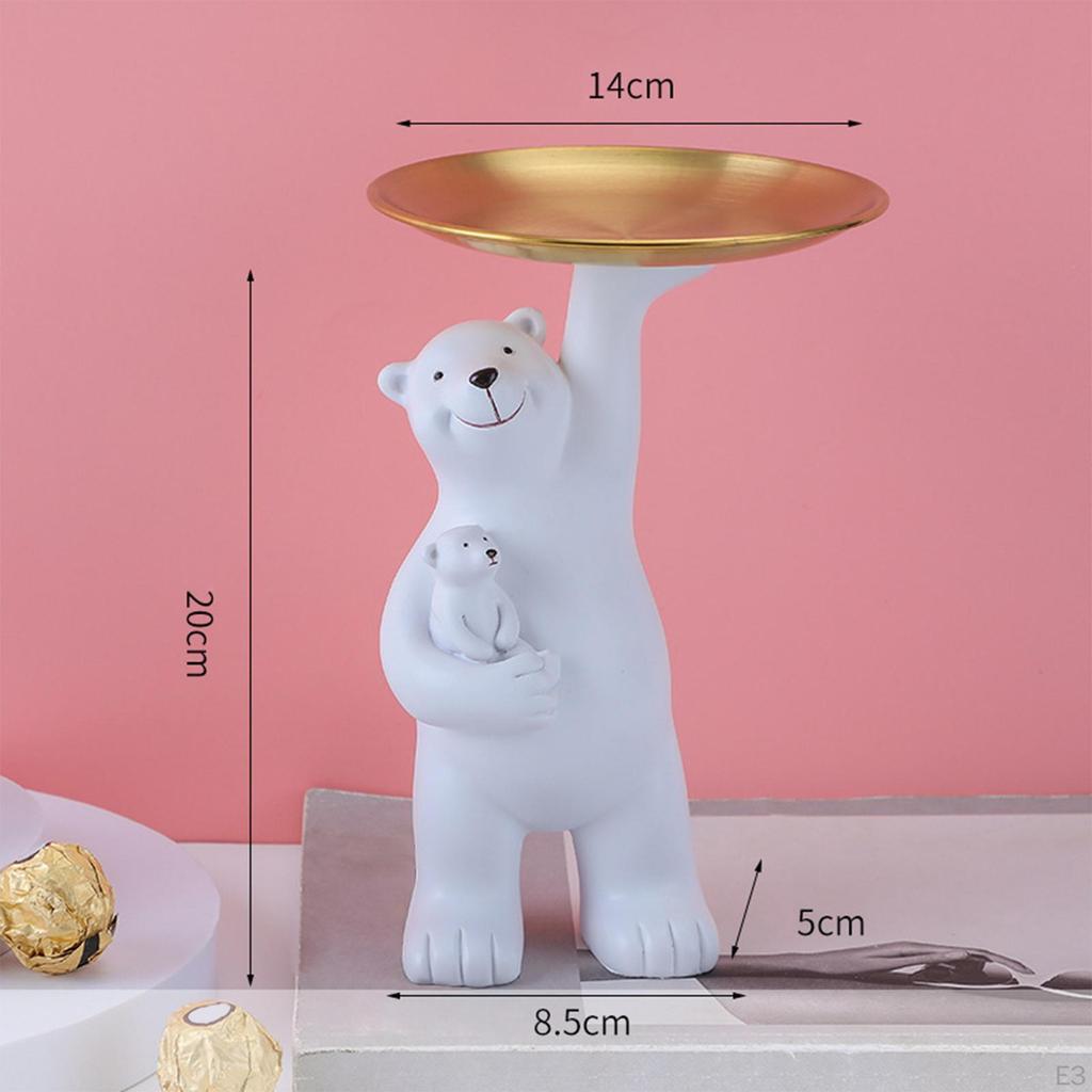 Adorable -Child Bear Figurine Dessert Snacks Organizer Tray Holder Jewelry Lounge Bedroom