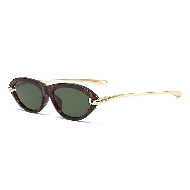 

3597 Vintage Cat-Eye Sunglasses for Men Women, Chic Metal Sun Glasses with Knotted Temple Straps, Stylish Fashion Shades 603398 as shown