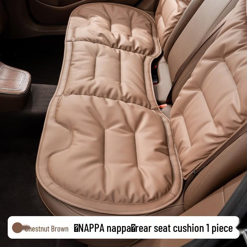 Luxury Nappa Leather Non-Slip Car Seat Cushions for Five-Seater - Thickened Design for Front and Rear Seats