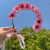 Realistic Sunflower Garland Headband Bohemian Crown Headpiece Tiaras Flower Hairband Women Wedding Party Accessories