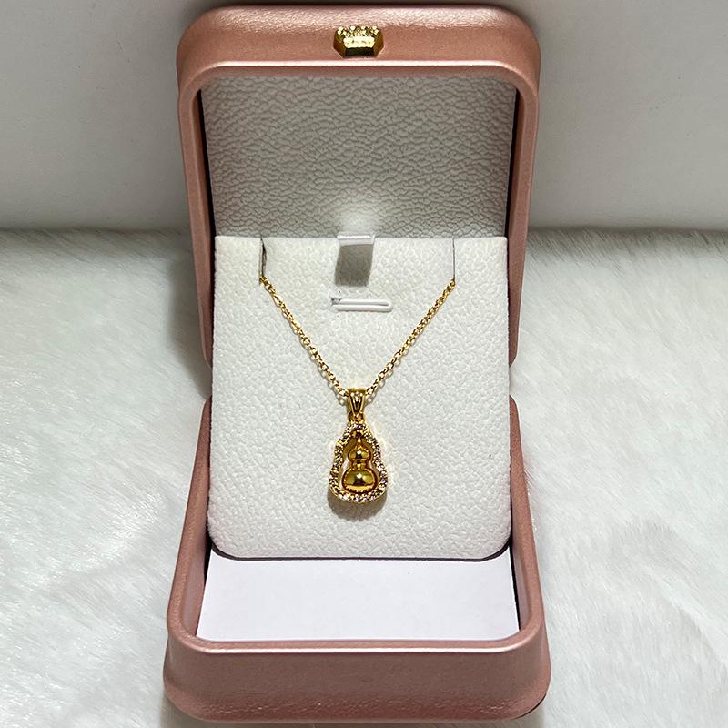 Wei Xue Vergoldete drehbare Kürbis-Anhänger Halskette mit Diamanten - Elegantes Geschenk für Freundin