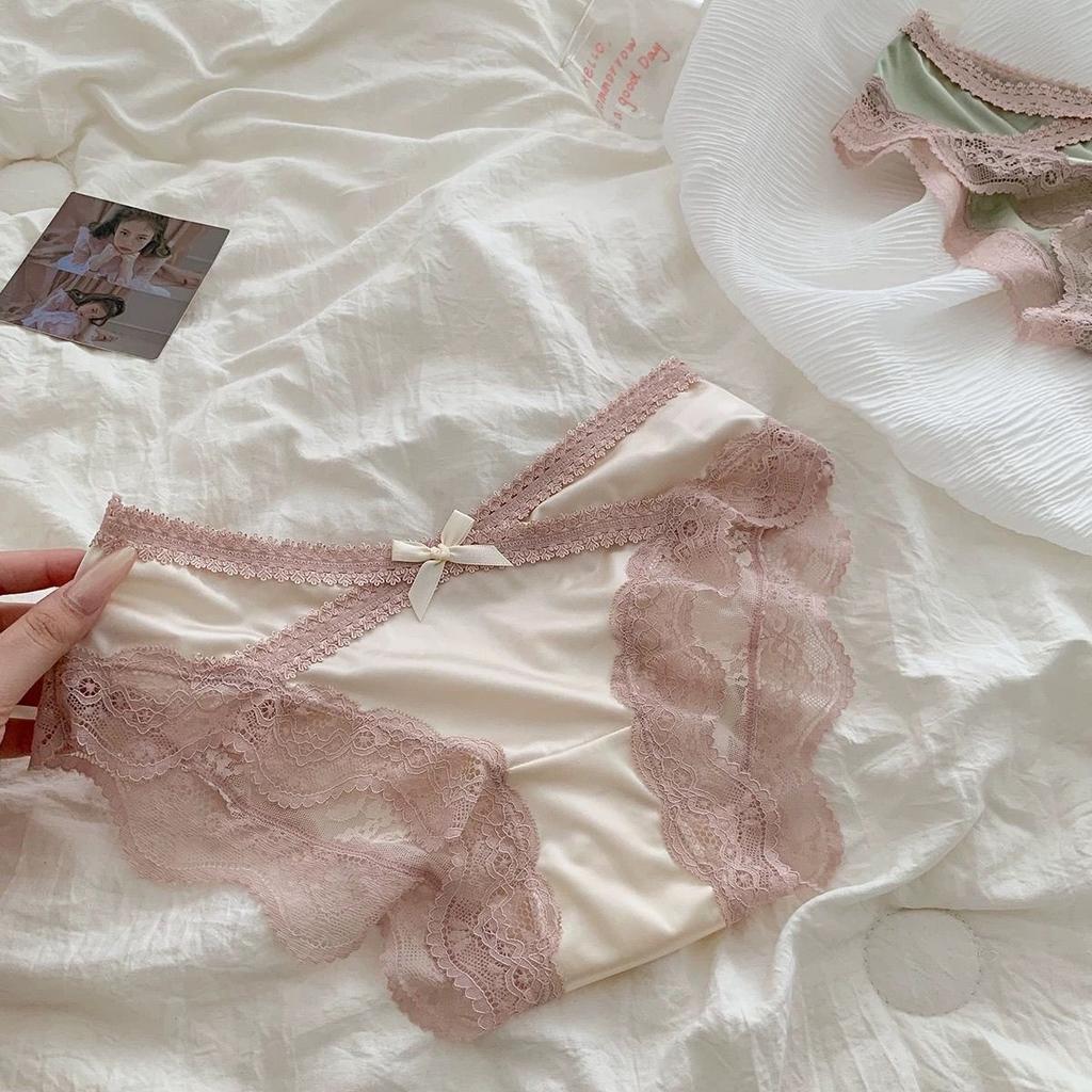Lady Summer Pure Desire Sexy Lace Satin Breathable Bag Hip Without Mark in Waist Triangle Briefs