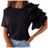 Fashion Women's Summer Ruffle Short Sleeves Round-Neck  Casual Tee Tops