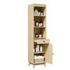 Tall Freestanding Bathroom Cabinet, Vertically Fluted Fronts, Reversible Left-Right Door, Drawer, Soft-Close Hinges, 40×36×172 Cm, Natural Wood Color
