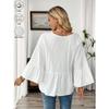 Spring Summer V-neck Elegant Loose Ruffled Women Blouse Half Sleeve Simple Casual Blouse Female New Solid Color Lotus Leaf Tops Office Sweet Clothing