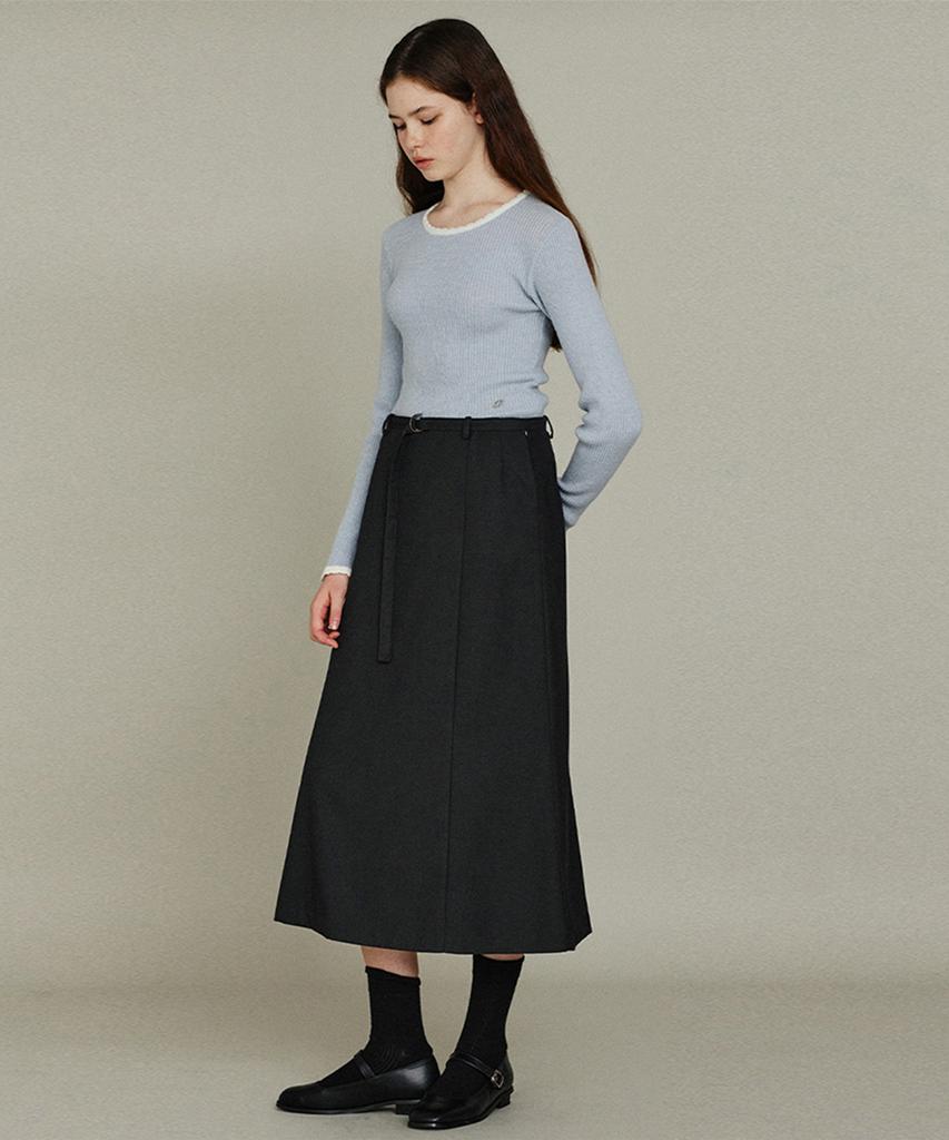 ITOV SEOUL Lambswool Scallop Slim Knit Sb