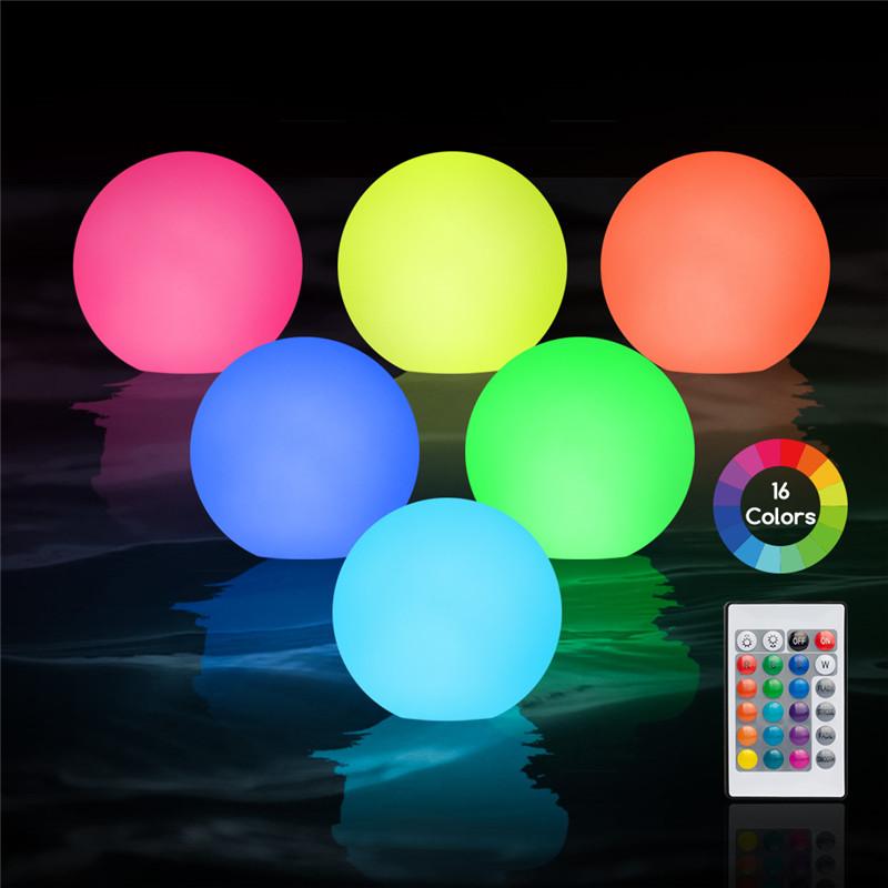1/6 Pack Swimming Pool Floating Lights IP68 Waterproof LED Spherical Pool Light Luminous Ball Outdoor Garden Party Wedding Decor