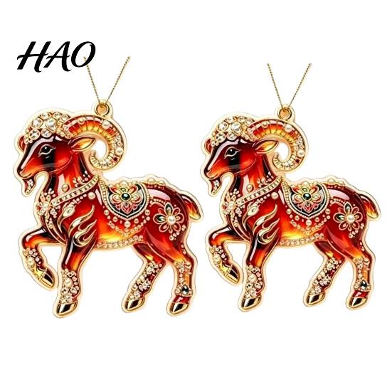 Birthday Party Favors 2Pcs 2D Goat Hanging Ornaments, Acrylic Winged Pendants, Year of Office Christmas Ornaments The Auspicious Decorations for Tree,