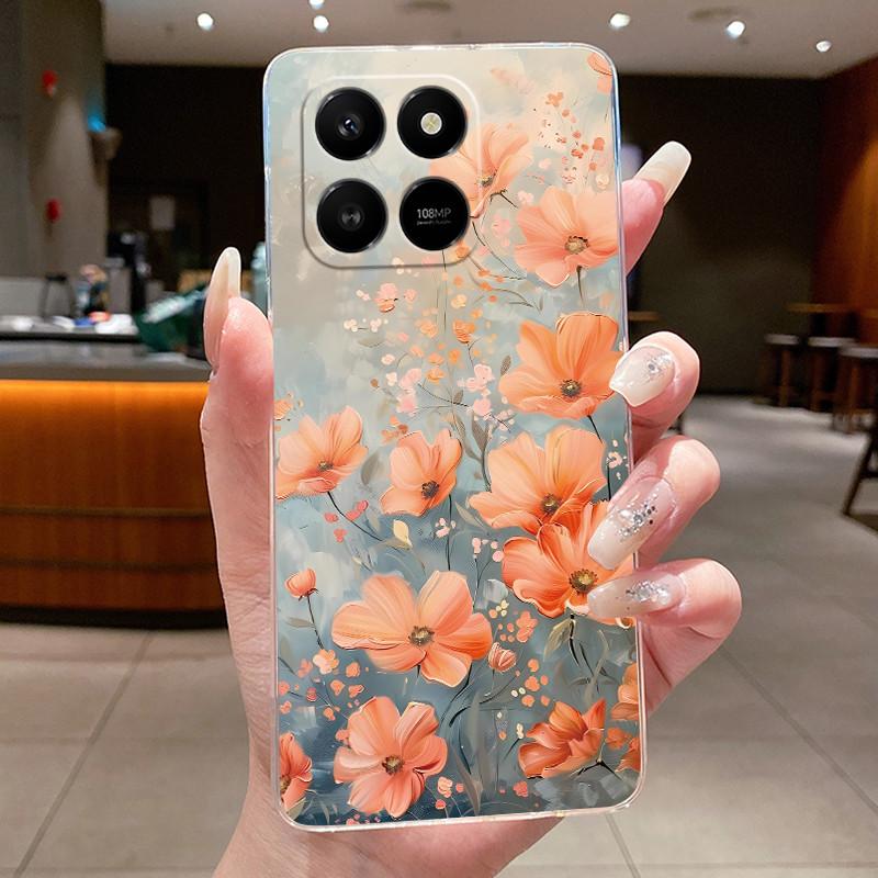 For Honor 400 Smart 5G Case Honor X7d 4G 5G Cover Clear Luxury Fashion Butterfly Flower Soft TPU Silicone Transparent Phone Case
