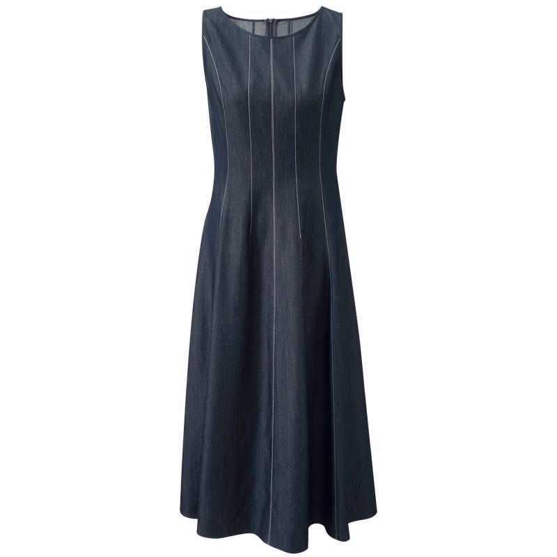 Sancai Faux Denim Sleeveless A-Line Maxi Dress S