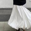 2024 Spring European & American Style High-Waist Balloon Dress - Casual, Simple, Solid Color, Versatile A-Line Skirt