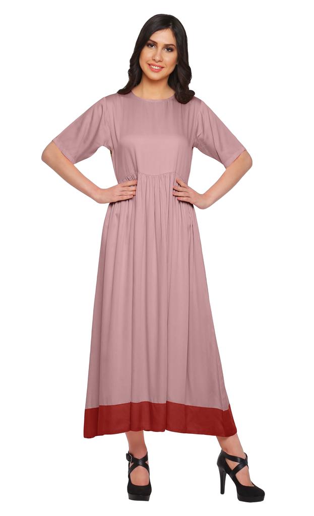 Moomaya Solid Casual Cotton Dress For Women A-Line Long Maxi Kurti Women