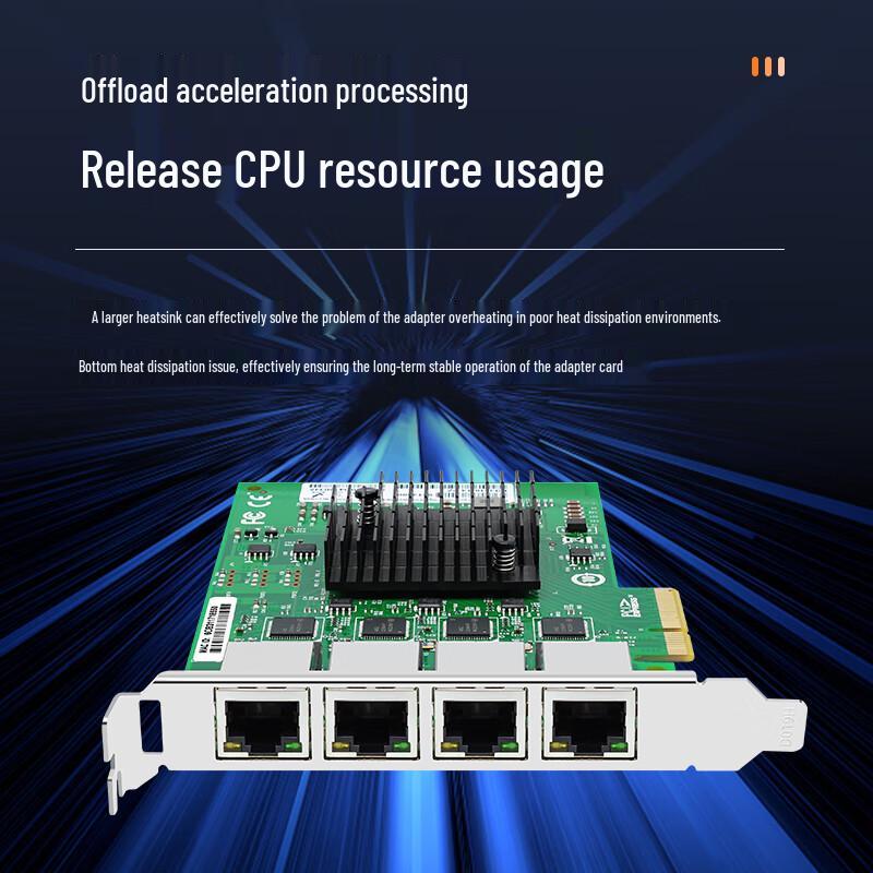 EB-LINK Intel I210 Czteroportowy Gigabitowy Adapter Sieciowy PCIe x4 (Wersja CN)